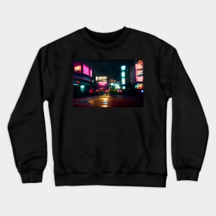 Tokyo City Street View With Neon signs / Tokyo, Japan Crewneck Sweatshirt